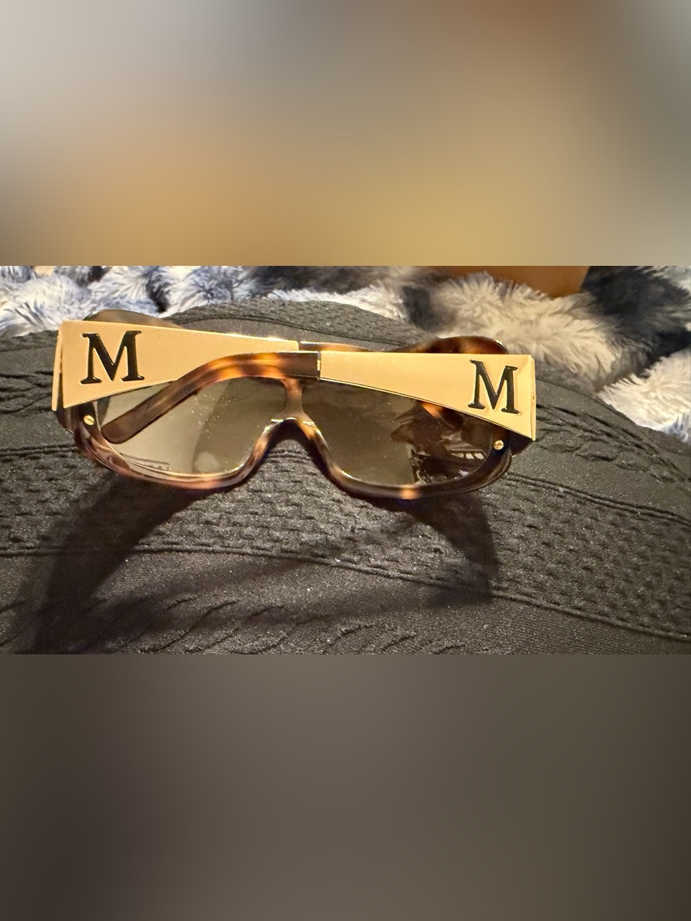 MaxMara Tortoiseshell Shield Sunglasses with Brown Lens